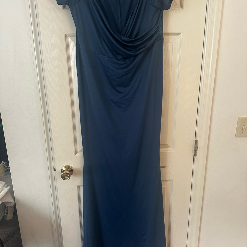 Cobalt Blue stretch maternity photo shoot gown, size XL, floor length